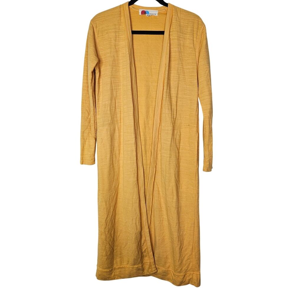 Free People Beach XS Mustard Yellow Long Duster Open Cardigan Jacket Bicoastal